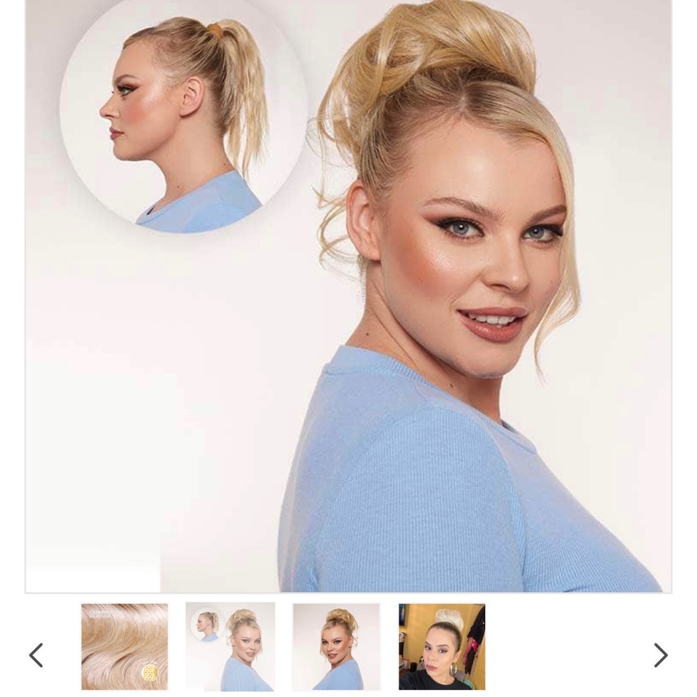 INH NEW clip in bun hair extension champagne blonde.